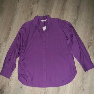 NWT Stradivarius Purple Button-Down Shirt XL 100% Cotton